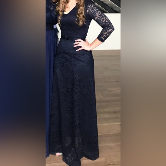 Navy Blue Maxi Bridesmaids Dress- Size Small - Picture 2 of 2